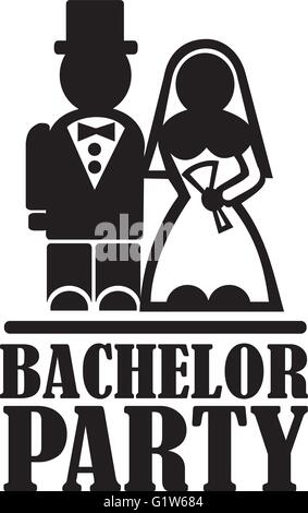 Bachelor Party mit Hochzeitspaar Stock Vektor