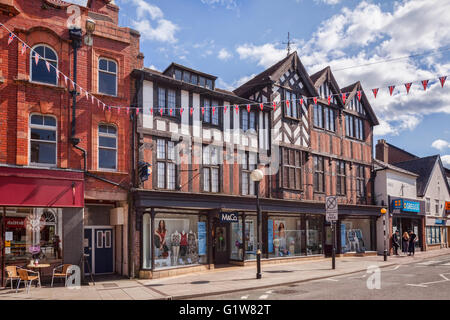 Schöne alte Gebäude im Zentrum von Oswestry, Shropshire, England, UK Stockfoto