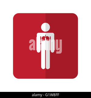 Weiße Lunge flache Symbol auf roten gerundete Quadrat auf weißem Stockfoto