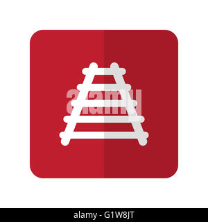 Weiße Railroad flache Symbol auf roten gerundete Quadrat auf weißem Stockfoto