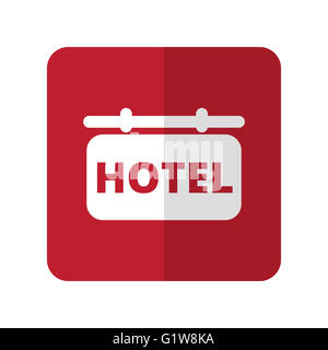 White Hotel Sign flache Symbol auf roten gerundete Quadrat auf weißem Stockfoto