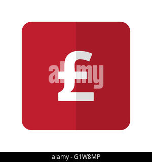 Weiße Pfund flach Symbol auf roten gerundete Quadrat auf weißem Stockfoto
