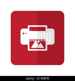 Weiß Drucken flach Symbol auf roten gerundete Quadrat auf weißem Stockfoto
