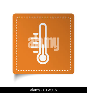 Weiße flache Temperatur-Symbol auf orange Aufkleber Stockfoto