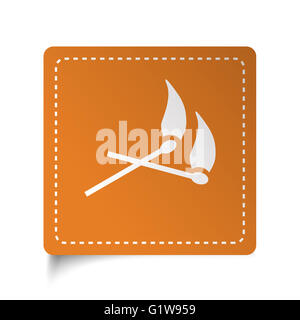 Weiße flache Spiele Symbol auf orange Aufkleber Stockfoto
