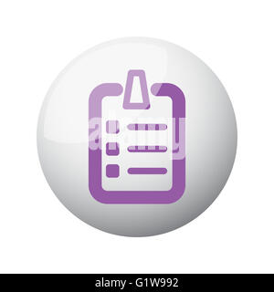 Lila Checkliste Symbol auf 3d Kugel flach Stockfoto