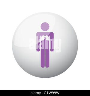 Lila Lunge Symbol auf 3d Kugel flach Stockfoto