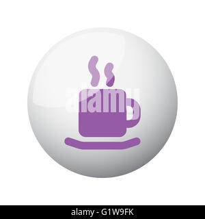 Flache lila Kaffee Symbol auf 3d Kugel Stockfoto