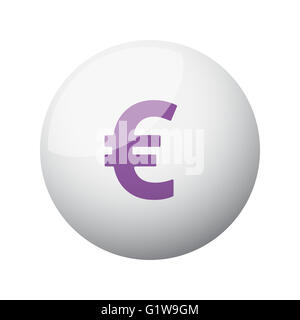 Lila Euro Symbol auf 3d Kugel flach Stockfoto