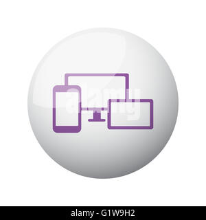 Flache lila Responsive Media Design-Ikone auf 3d Kugel Stockfoto