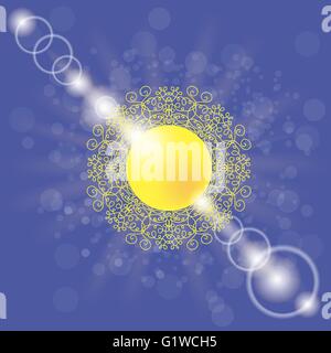 Gelbe Sonne auf blauem Hintergrund Stock Vektor