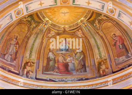 Rom, Italien - 11. März 2016: Die Freso Christus in Herrlichkeit in der Kirche Chiesa Dis San Bartolomeo Gründung Stockfoto