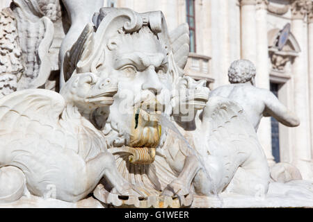 Rom - das Detail von Fontana del Moro am PIazza Navona Square von Giacomo della Porta (1575) Stockfoto