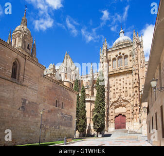 SALAMANCA, Spanien, APRIL - 17, 2016: Der Süden gotische Portal der Catedral Vieja - alte Kathedrale. Stockfoto