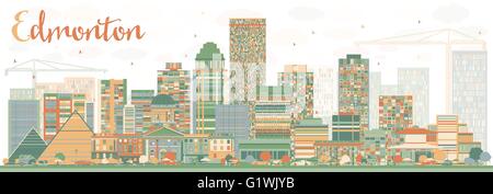 Abstrakte Edmonton Skyline mit Farbe Gebäuden. Vektor-Illustration. Geschäftsreisen und Tourismus-Konzept mit modernen Gebäuden. Stock Vektor