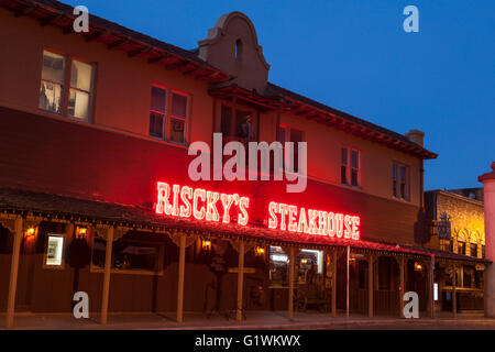 Riscky Steakhouse im historischen Stadtteil Fort Worth Stockyards. Texas, USA Stockfoto