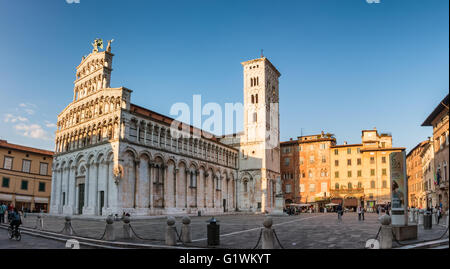 Lucca Wahrzeichen, San Michele in Foro mittelalterlichen Kirche. Toskana, Italien Stockfoto