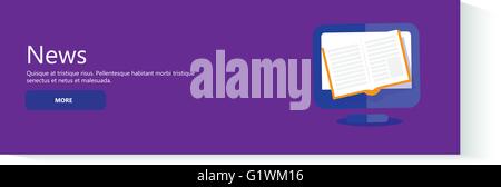 Vektor-Illustration. Flach-Header. Nachrichten. Newsletter und Informationen. Unternehmen und Markt-News. Finanzbericht. Stock Vektor