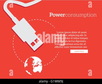 Flache Banner von Kraft und Energie sparen, natürliche erneuerbare und saubere Energiequelle für Geld sparen und Umwelt Stock Vektor