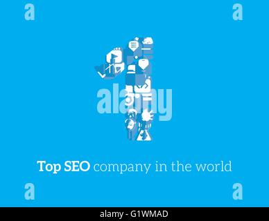 Flache Design Nummer eins ersten Platz Gewinner Seo Firma Stock Vektor