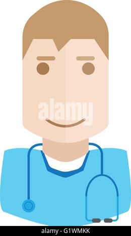Männlichen Arzt Avatar-Symbol Mann mit flachen Design-Element. Modernen Stil Logokonzept Vektor Illustration. Isoliert Stock Vektor