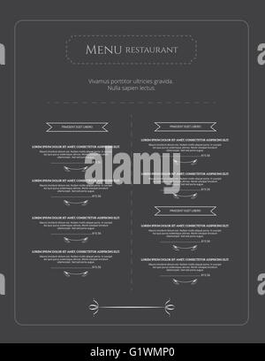 Restaurant oder Café-Menü Vektor Design Vorlage Vintage-Stil. Kalligraphischen Schnörkel. Stock Vektor