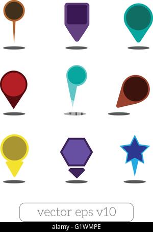 Bunte Karte Pins gesetzt Vektor Stock Vektor