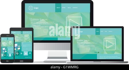 Moderne Web-Design-Konzept. Flache Vektor-Illustration mock-up. Stock Vektor