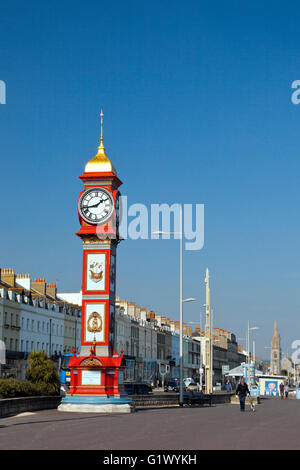 Die Metal Queen Victoria Jubilee clock am Meer in Weymouth, Dorset, England, UK Stockfoto