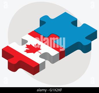 Kanada und Saint-Pierre und Miquelon Flaggen in puzzle isolierten auf weißen Hintergrund Stock Vektor