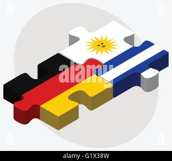 Deutschland und Uruguay Flaggen in puzzle isolierten auf weißen Hintergrund Stock Vektor