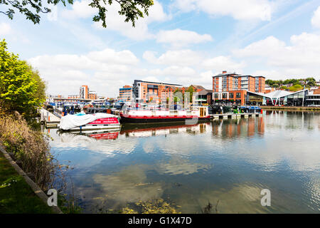 Brayford Pool Lincoln Waterfront Boote Lincolnshire England Großbritannien Lincoln City Lincolnshire UK englische Städte Stockfoto