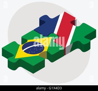 Brasilien und Namibia Flaggen in puzzle isolierten auf weißen Hintergrund Stock Vektor