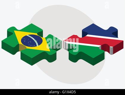 Brasilien und Namibia Flaggen in puzzle isolierten auf weißen Hintergrund Stock Vektor