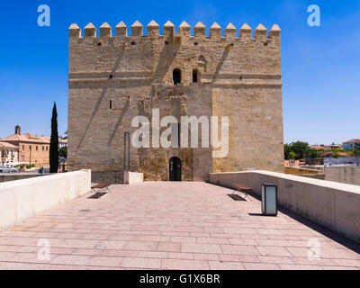 Festung Torre De La Calahorra an der römischen Brücke Puente Romano, Museum der drei Kulturen, Rio Guadalquivir, Provinz Córdoba Stockfoto