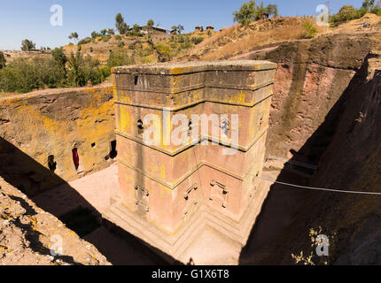 Bet Giyorgis Fels gehauene Kirche, Lalibela, Äthiopien, Afrika Stockfoto