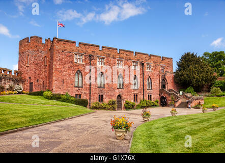 Gärten in den Mauern der Burg von Shrewsbury, Shropshire, England. Stockfoto