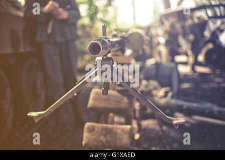 schweres Maschinengewehr hautnah Stockfoto