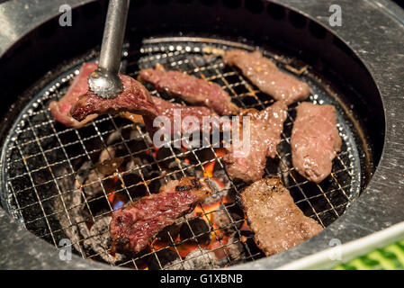 Gegrillte frische japanische Wagyu Fleisch BBQ yakiniku Stockfoto