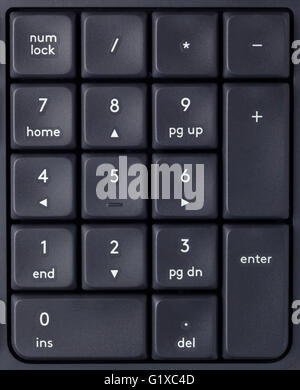 Nahaufnahme der Schlüssel eine numerische Tastatur Stockfoto