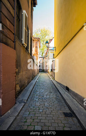 Gepflasterte Gasse, Straßburg, Elsass, Frankreich, Europa Stockfoto