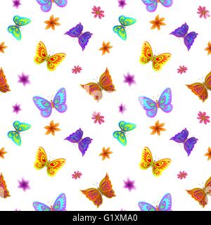 Schmetterlinge und Blumen Stock Vektor