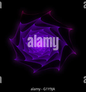 Fraktale stieg mit stacheligen Blüten in leuchtenden Violett auf schwarzem Hintergrund Stockfoto