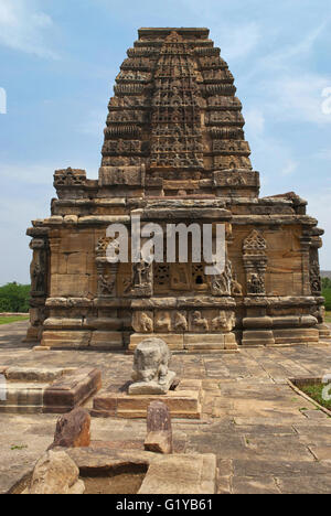 Die Papanatha Tempel, Pattadakal Tempel Komplex, Pattadakal, Karnataka, Indien. Blick von Westen. Stockfoto