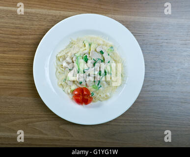 Fettuccine mit Lachs. Klassiche Nudeln Italienisch Stockfoto