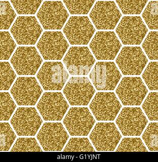 Geometrische nahtlose wiederholendes Muster mit Goldglitter Sechseck Formen. Stock Vektor