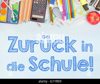 Zurück zur Schule in deutscher Sprache Stockfoto