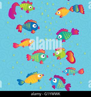 Fische kommunizieren Cartoon nahtlose Muster Stock Vektor