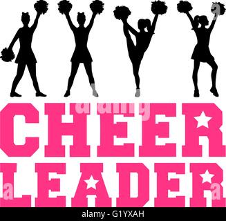 Cheerleader Wort mit Silhouetten Stock Vektor