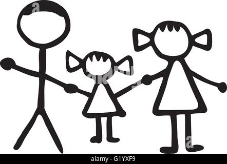 Stickman Familie - Vater Tochter Mutter Stock Vektor